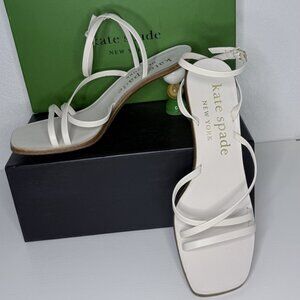 Kate Spade White Strappy Sandals‎ Statement Heel